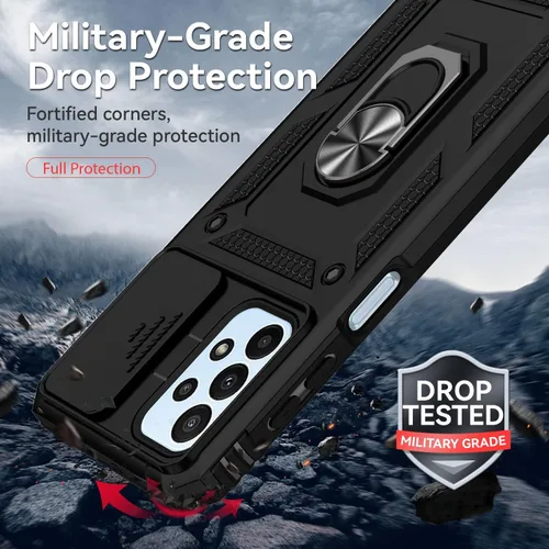 Vista 6 de Funda para Galaxy A23 5G, con protectores de pantalla y funda para cámara, [grado militar] de 16 pies. Funda a prueba de caídas con funda protectora