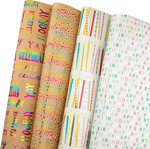 Vista 6 de Hojas de Papel de Regalo - Elegante Envoltorio de Regalo, Papel de Regalo Dorado y Blanco Elegante para Hombres o Mujeres, 14 Hojas de Papel