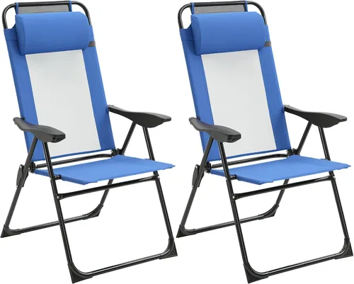 Vista 11 de Outsunny Juego de 2 sillas de comedor plegables para patio, color verde