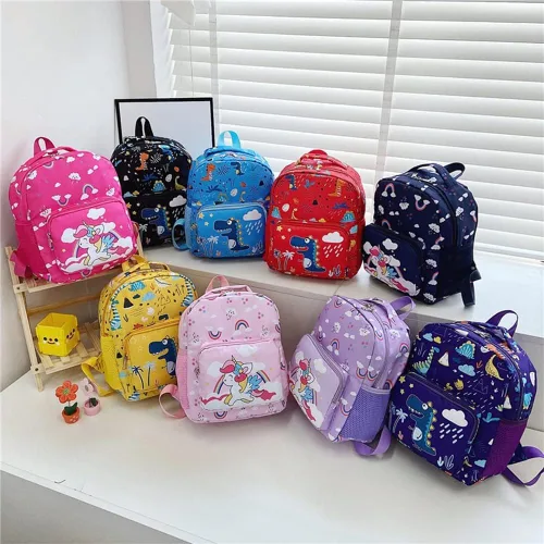 Vista 8 de Mochila de dibujos animados para niños pequeños de 3 a 4 años Dinosaurio Negro