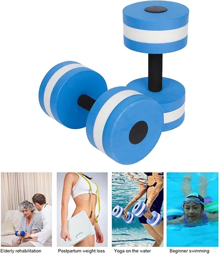 Vista 3 de Mancuernas de agua, mancuernas de ejercicio acuático, juego de 2 pesas de agua para piscina, ejercicios aeróbicos de agua, mancuernas de espuma