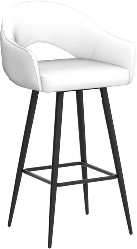 Vista 5 de DUOMAY Juego de 2 taburetes de bar giratorios, modernos taburetes de altura de mostrador de 26 pulgadas, silla de isla de cocina tapizada de Blanco