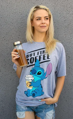 Vista 2 de Disney Lilo and Stitch Coffee First - Camiseta para adulto, Café