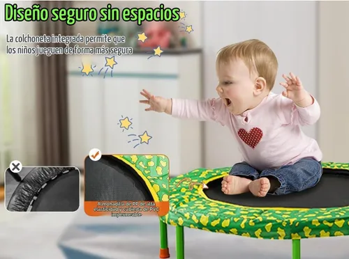 Vista 3 de Mini Trampolín Sin Espacios de 36" Trampolín para Niños Pequeños con Mango para Niños, Trampolín Pequeño para Niños de 36 pulgadas