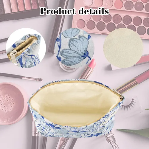 Vista 5 de Bolsas de cosméticos para mujer, bolsa de maquillaje estética grande, organizador de cuidado de la piel, bolsa de maquillaje floral, bolsas lindas