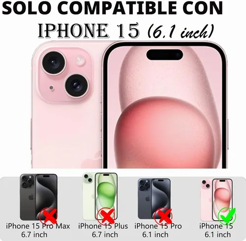 Vista 7 de Funda para iPhone 15 con 2 Protectores de Pantalla, Protección Contra Caídas a Prueba de Golpes, Cuerpo Completo, Uso Pesado, 3 Capas, Militar Negro