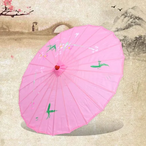 Vista 2 de HEALLILY Paraguas japonés chino de papel al óleo, sombrilla para bailar Umberlla, accesorios de fotografía para adultos o niños (rosa)