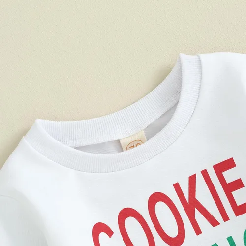 Vista 5 de Madjtlqy Sudadera de manga larga con estampado de letras y pantalones elásticos, ropa de Navidad para bebé