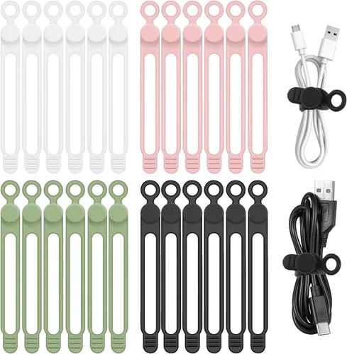 Vista 13 de Organizador de cables de silicona reutilizable de 3 pulgadas para cables de carga, cables de datos, cables de computadora, organización de cables