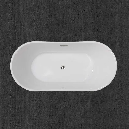 Vista 4 de WOODBRIDGE Bañera independiente de acrílico de 59 pulgadas bañera contemporánea con desbordamiento y drenaje de níquel cepillado B-0016 -B/N-Drain &O