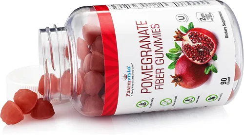 Vista 5 de Pharmvista Gomitas de fibra de granada para adultos y niños, 100 mg - Suplemento vegano de granada sin gluten rico en gomitas masticables de fibra
