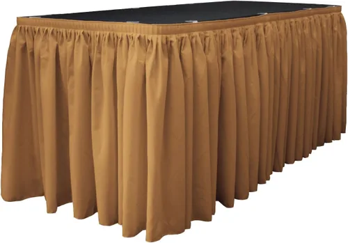 Vista 28 de LA Linen Falda de mesa de popelina de poliéster para mesas rectangulares, tela plisada para banquetes de boda, 14 pies por 29 pulgadas de largo