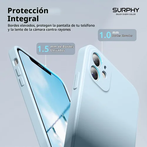 Vista 4 de SURPHY Diseño para Funda iPhone 11 con Protección de Cámara, Diseño Delgado de Borde Recto, Funda de Teléfono de Silicona Líquida para iPhone 11