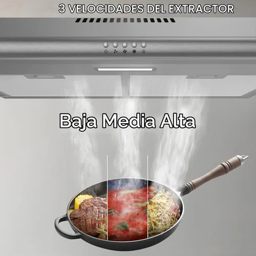Vista 5 de Hermitlux Campana para debajo del gabinete, campana de ventilación de 30 pulgadas con ventilador de escape de 3 velocidades, convertible con y sin