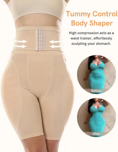 Vista 4 de Almohadillas moldeadoras para la cadera, ropa interior acolchada con control de abdomen para mujer, bragas con levantamiento de glúteos, faja