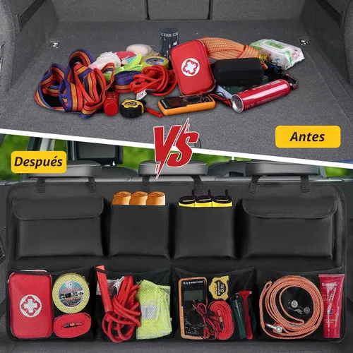 Vista 6 de Snuopfy Organizador de maletero de automóvil, organizador colgante para asiento trasero con 8 bolsas de almacenamiento grandes, gran capacidad