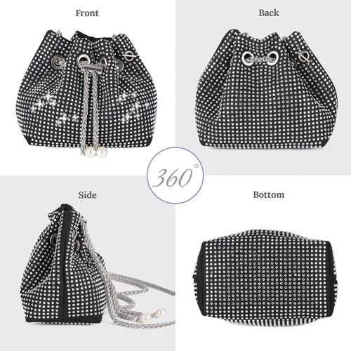 Vista 3 de Jugbey Sparkly Rhinestone Clutch Purse Elegant Evening Bag for Women Bling Clutch Crossbody Bag for Wedding, Party, Cocktail
