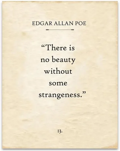 Vista 6 de Lone Star Art Edgar Allan Poe - There is No Beauty Without Some Strangeness - 11x14 Framed Typography Book Page Print - Great Gift for Romantic and