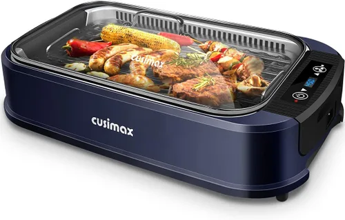 Vista 11 de Parrilla de Interior, CUSIMAX Parrilla Sin Humo de Interior, Parrilla Eléctrica Plancha de 1500W BBQ Coreana con Pantalla Inteligente LED y Tapa