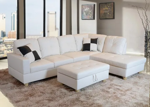 Vista 5 de Beverly Fine Furniture Juego de sofá seccional Russes con otomana, color blanco F092a Blanco