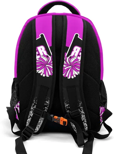 Vista 2 de XOZOTY Mochila de animadora púrpura claro personalizada con nombre para hombres y mujeres, bolso de hombro para computadora portátil, bolsa