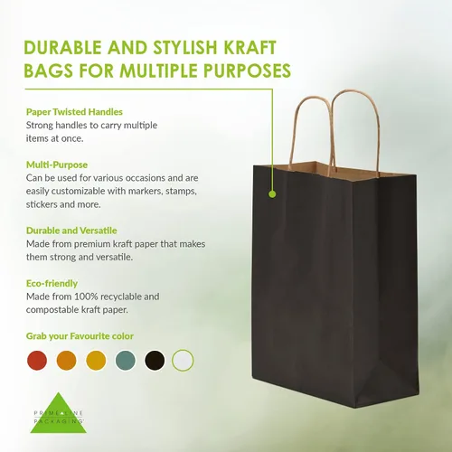 Vista 2 de Prime Line Packaging Bolsas de regalo negras, bolsas de regalo de papel con asas, bolsas al por menor para pequeñas empresas, boutique, compras, a