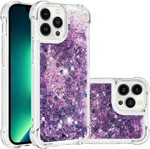 Vista 11 de LEMAXELERS Funda para iPhone 15 de 6.1 pulgadas, Bling Glitter Liquid Clear Case Flotante Arenas movedizas a prueba de golpes Funda protectora