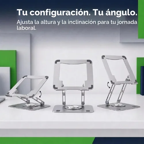 Vista 6 de Uncaged Ergonomics Soporte giratorio para computadora portátil, soporte ajustable para iPad para escritorio con rotación de 360°, soporte portátil