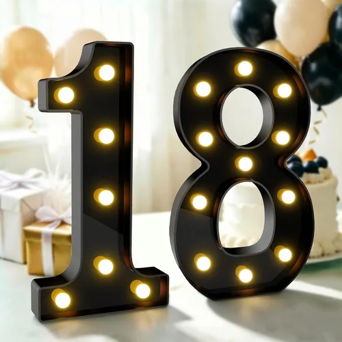 Vista 68 de Pooqla - Números iluminados negros, decoraciones de cumpleaños 50 para hombres Number 50