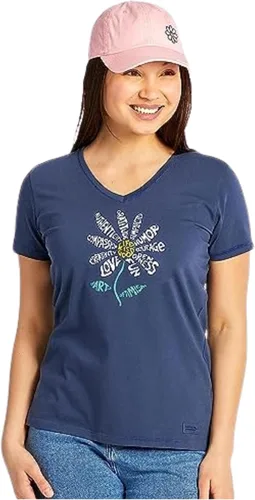 Vista 5 de Life is Good Camiseta de manga corta para mujer, diseño gráfico de algodón con diseño de margaritas Superpower