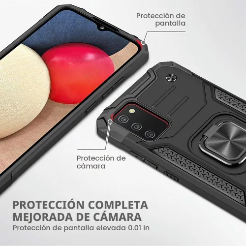 Vista 3 de HNHYGETE Funda para Samsung A02s, funda para Galaxy A02s, soporte giratorio de grado militar de 360°, parachoques de goma dura [a prueba de golpes]
