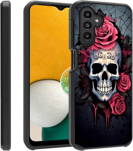 Vista 25 de Funda para teléfono Galaxy A14 5G, resistente 2 en 1 de doble capa híbrida de policarbonato duro y silicona suave a prueba de golpes, funda de Retro