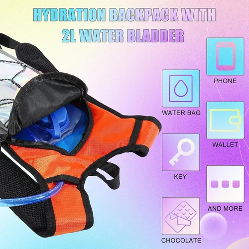Vista 2 de Chunful Paquete de 6 mochilas de hidratación para correr, paquetes de hidratación para festivales, mochila de agua ligera con vejiga de agua de 2L