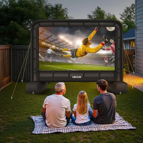 Vista 8 de VEVOR Pantalla de cine inflable de 14 pies, pantalla de proyector inflable con bolsa de almacenamiento portátil, proyección de película fácil