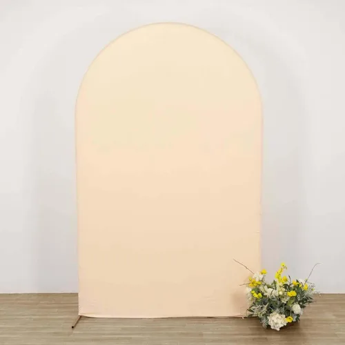 Vista 40 de Efavormart - Funda de elastano ajustada de elastano beige de 5 pies, ajuste cómodo, manga de fondo redonda para temas bohemios neutros y escenarios