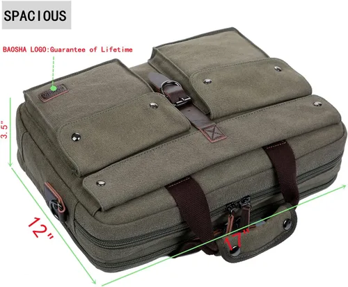 Vista 5 de Elegante 17 pulgadas de lona portátil bolsa de mensajero maletín vintage Crossbody bolsa de hombro militar para hombres BC-07 Stylish