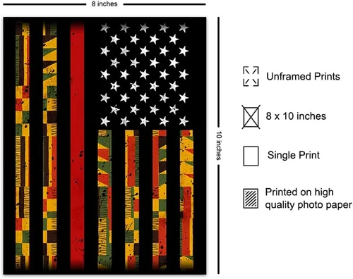 Vista 2 de Bandera Kente del Orgullo Afroamericano - Póster fotográfico de 8 x 10 pulgadas, regalo patriótico para profesores, derechos civiles, fanáticos