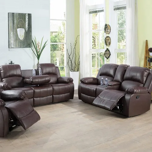 Vista 39 de Juego de muebles de sala de estar, juego de sofá reclinable de cuero, sofá reclinable y sofá biplaza, juego de sofá de cuero beige, juego de muebles