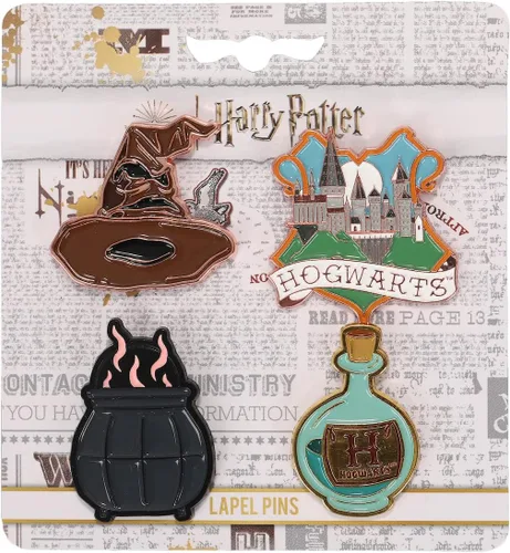 Vista 6 de Harry Potter Hogwarts Magic - Juego de 4 pines de solapa, Zinc, Sin gemas.