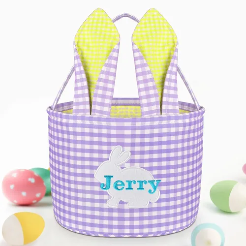 Vista 8 de Canastas de Pascua personalizadas para niños, conejo azul, 018B-azul