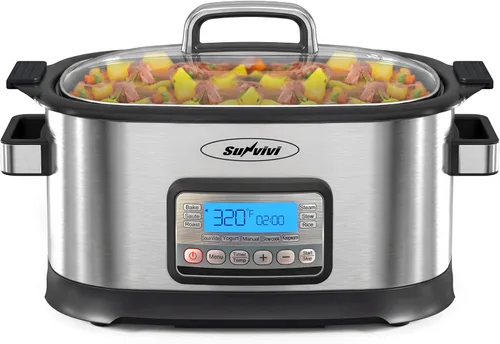Vista 12 de Sunvivi Cocina múltiple 12 en 1, olla de cocción lenta programable de 6.5 cuartos de galón con temporizador y control de temperatura, ajuste