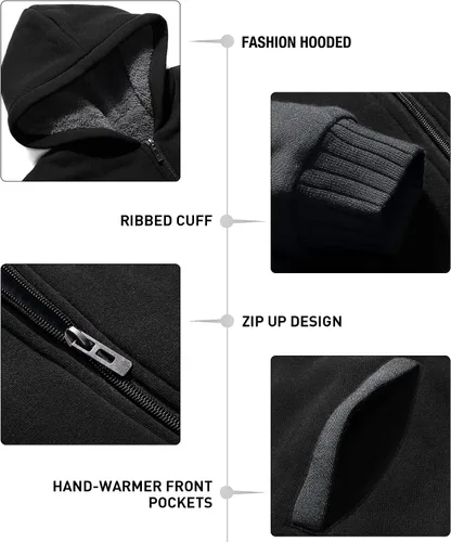 Vista 3 de GEEK LIGHTING Sudadera con capucha y forro de sherpa para niños, sudadera de forro polar con cremallera completa