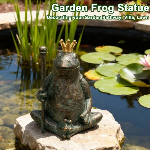 Vista 5 de Estatua de Jardín de Rana Lune cle, 29.2 cm × 24.9 cm Figuras de Animales para Decoración de Jardín, Esculturas y Estatuas Resistente al Clima