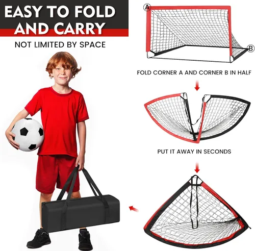 Vista 7 de EVERRUSH Redes de porterías de fútbol de 6 x 4 pies para patio trasero, playa, equipo de entrenamiento de fútbol, red portátil con pelota y conos