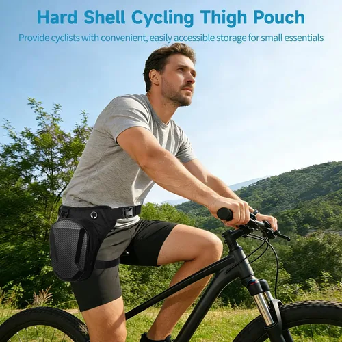 Vista 2 de Motorcycle Leg Bag with Hard Shell, Waterproof Thigh Pouch, Large Capacity, Earphone Hole, Adjustable Straps, Drop Leg Pack for Riding, Travel