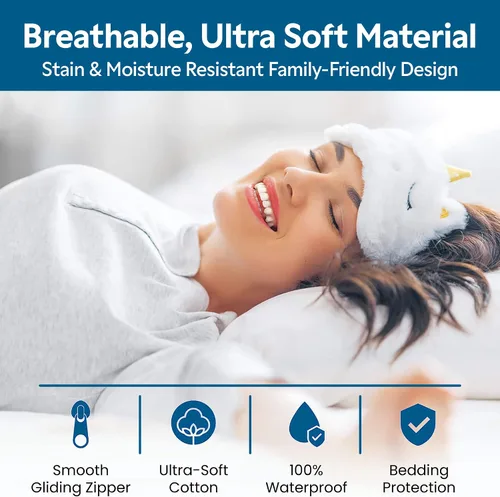 Vista 4 de Guardmax Protector de almohada de punto jersey con cremallera tamaño King - Paquete de 6 - 100% impermeable, a prueba de chinches, a prueba de 1