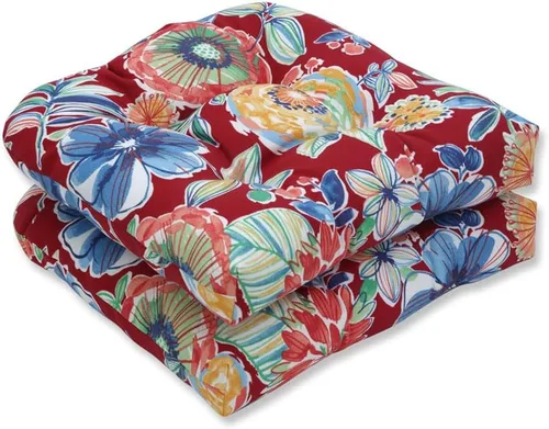 Vista 9 de Pillow Perfect Cojín floral para asiento de silla de interior/exterior, acolchonado, resistente a la intemperie y a la decoloración, 19 x 19