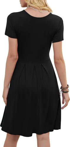 Vista 6 de DouBCQ - Vestidos informales para mujer, diseño holgado, plisado y con bolsillos
