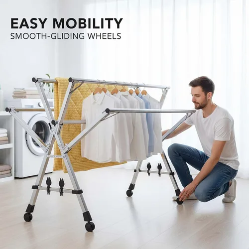 Vista 2 de This Heavy Duty Foldable Clothes Drying Rack, Stainless Steel Laundry Drying Rack, Collapsible Garment Rack, Indoor Clothesline, Portable Space
