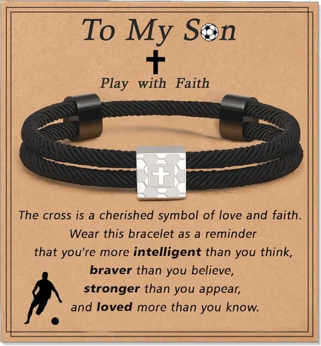 Vista 8 de Pulsera cruz de béisbol/fútbol/baloncesto/fútbol americano de Lydow para graduación, para niños, hombres, hijos, jugadores, equipo, amantes, nietos